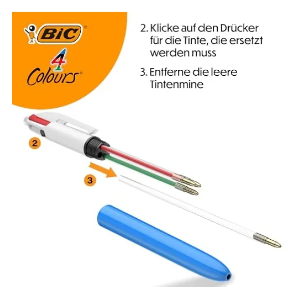 Bıc 4 Colours Medium Tükenmez Kalem, 12'Li Kutu, 1.0Mm Uç, Tek Kalemde Mavi, Kırmızı, Yeşil Ve Siyah Renkler - Görsel 7