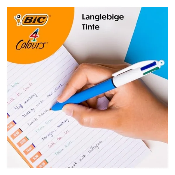 Bıc 4 Colours Medium Tükenmez Kalem, 12'Li Kutu, 1.0Mm Uç, Tek Kalemde Mavi, Kırmızı, Yeşil Ve Siyah Renkler - Görsel 5