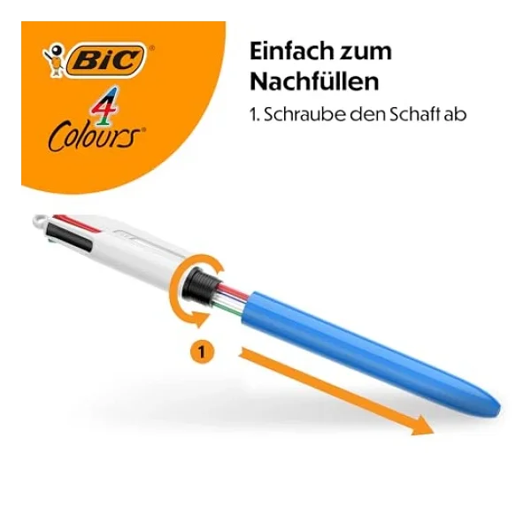 Bıc 4 Colours Medium Tükenmez Kalem, 12'Li Kutu, 1.0Mm Uç, Tek Kalemde Mavi, Kırmızı, Yeşil Ve Siyah Renkler - Görsel 6