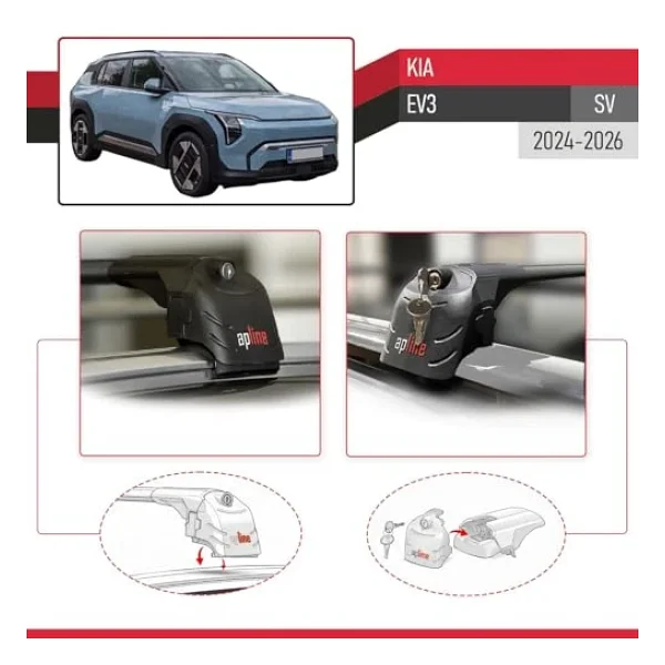 Kia EV3 2024-2025 Arası ile Uyumlu ACE-2 Ara Atkı Tavan Barı Siyah 2 Adet - Görsel 4