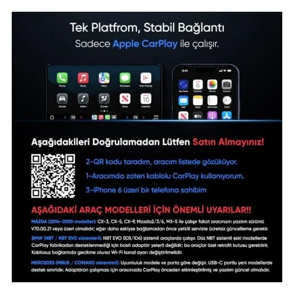 Minesk Drive-Fi Mini iPhone için Kablosuz CarPlay Adaptörü/Mobil Uygulama Desteği / 0.5 Saniye Düşük Gecikme/Otomatik Bağlantı/Arm - Cortex A7 İşlemci/Otomatik Araç Tanıma - Görsel 2