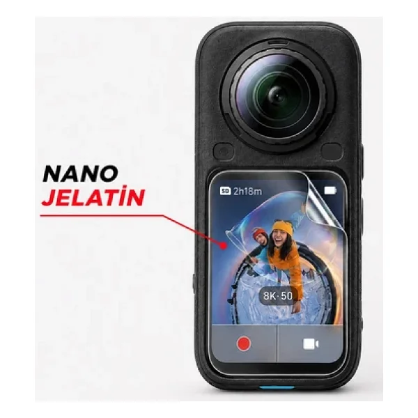 Insta360 X6 Aksiyon Kamera Uyumlu 3 Adet Şeffaf Ekran Koruyucu Nano Jelatin - Görsel 2