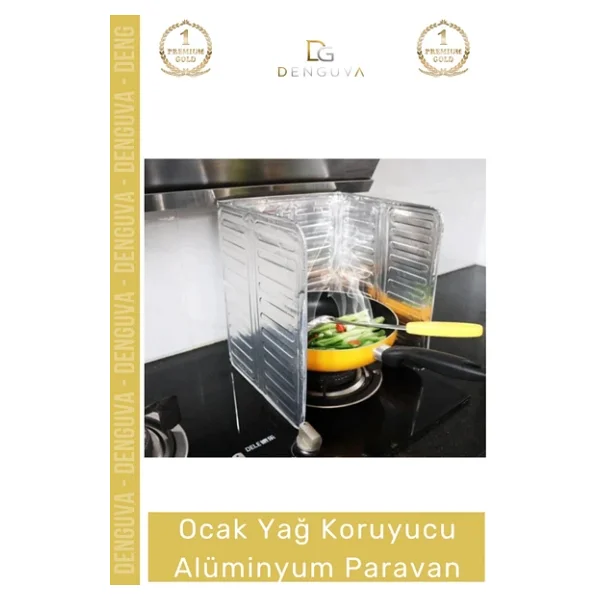 #Ocakkoruyucu Isıya Dayanıklı Katlanır Ocak Arkası Mutfak Sıçratmaz Yağ Koruyucu Alüminyum Paravan - Görsel 2