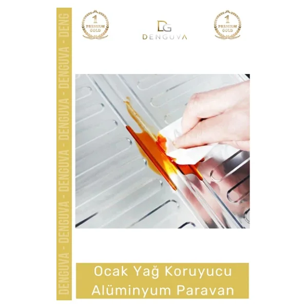 #Ocakkoruyucu Isıya Dayanıklı Katlanır Ocak Arkası Mutfak Sıçratmaz Yağ Koruyucu Alüminyum Paravan - Görsel 5