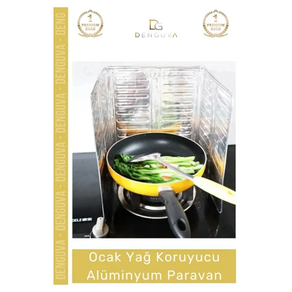 #Ocakkoruyucu Isıya Dayanıklı Katlanır Ocak Arkası Mutfak Sıçratmaz Yağ Koruyucu Alüminyum Paravan - Görsel 4