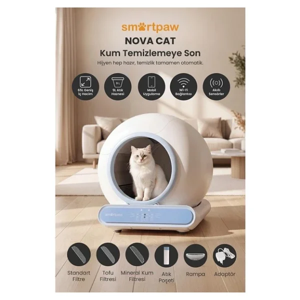 Smartpaw Nova Cat Pro Mavi Akıllı Otomatik Kedi Tuvaleti - Görsel 2