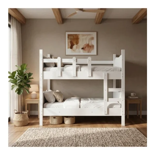 Baby Darling Cozy Merdivenli Ayrılabilen Ranza 90x190cm (%100 Mdf) Beyaz - Görsel 8