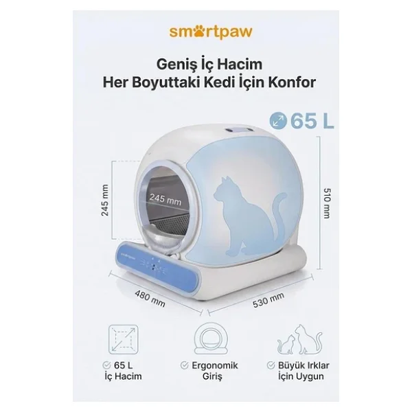 Smartpaw Nova Cat Pro Mavi Akıllı Otomatik Kedi Tuvaleti - Görsel 4