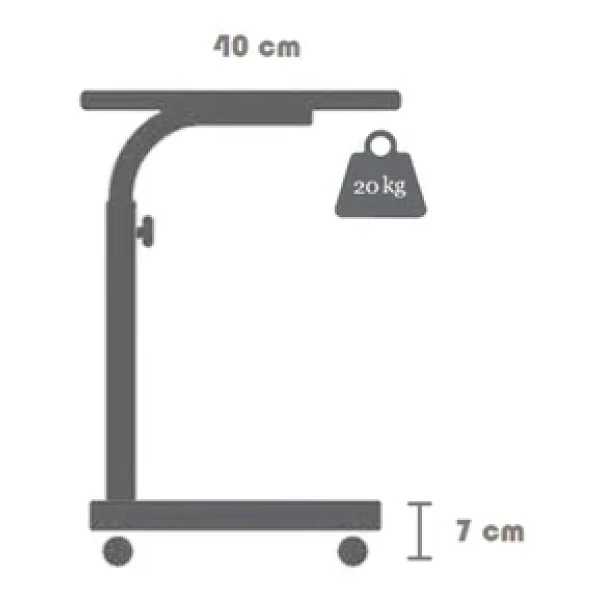 servetavcı Yükseklik Ayarlı Laptop Sehpası - Atlantik Çam Beyaz (TEKERLİ) 60x40 Oval Kenar - Görsel 3