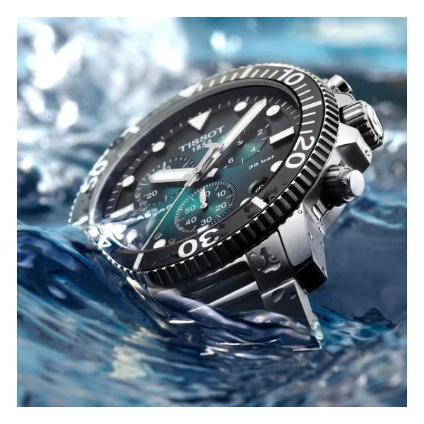 Tissot Seastar 1000 Chronograph T120.417.11.091.01 Çelik Kordon Yeşil Erkek Kol Saati - Görsel 4