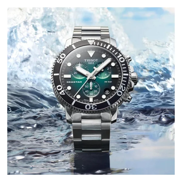 Tissot Seastar 1000 Chronograph T120.417.11.091.01 Çelik Kordon Yeşil Erkek Kol Saati - Görsel 2