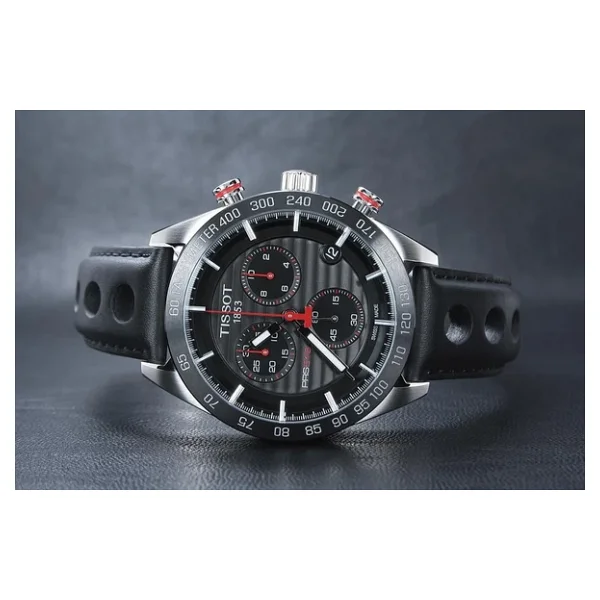Tissot PRS 516 Chronograph T100.417.16.051.00 Deri Kordon Siyah Erkek Kol Saati - Görsel 4