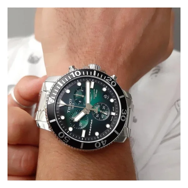 Tissot Seastar 1000 Chronograph T120.417.11.091.01 Çelik Kordon Yeşil Erkek Kol Saati - Görsel 6