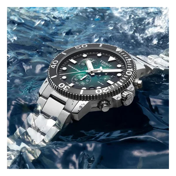 Tissot Seastar 1000 Chronograph T120.417.11.091.01 Çelik Kordon Yeşil Erkek Kol Saati - Görsel 3