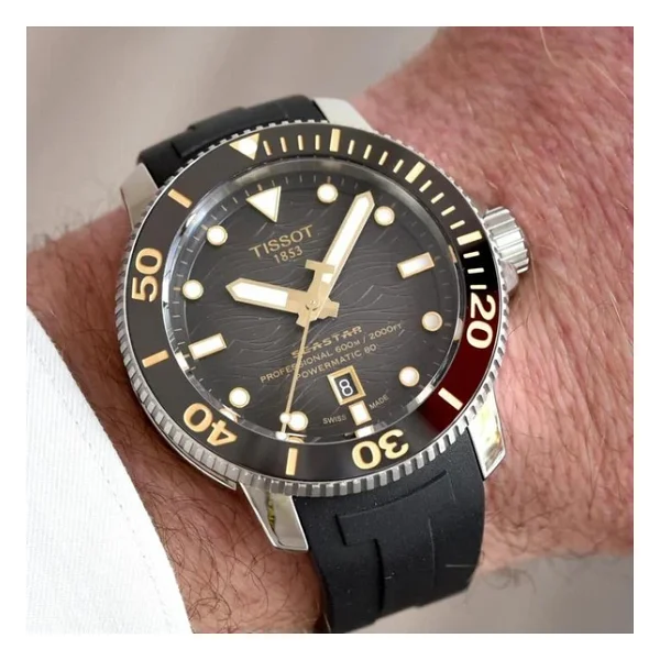 Tissot Seastar 2000 Professional Powermatic 80 T120.607.17.441.01 Kauçuk Kordon Siyah-Gold Erkek Kol Saati - Görsel 5