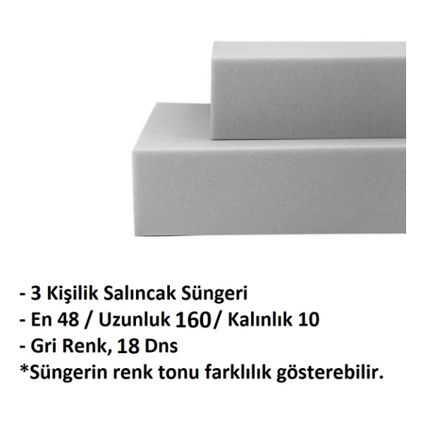 Sünger Takımı 160x48x10cm 3 Kişilik Salıncak Minderleri İçin Uygun Sünger (18dns) - Görsel 2
