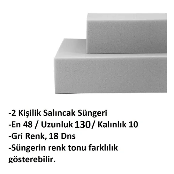 Sünger Takımı 130x48x10cm 2 Kişilik Salıncak Minderleri İçin Uygun Sünger (18dns) - Görsel 2