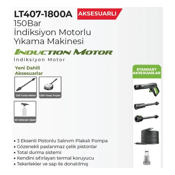 Lutian LT407G 1800 W 150 Bar Basınçlı Yıkama Makinesi - Görsel 4
