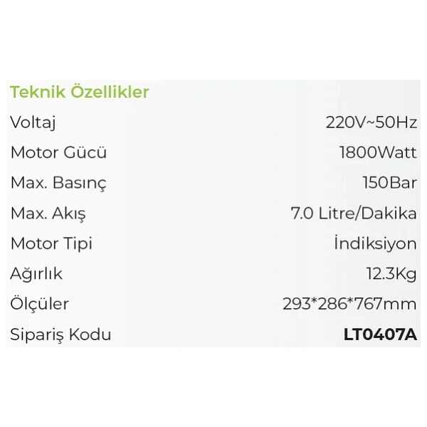 Lutian LT407G 1800 W 150 Bar Basınçlı Yıkama Makinesi - Görsel 5