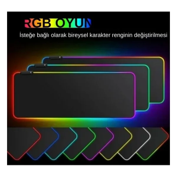 Sarftech 90x40 Rgb Mouse Pad Led Işıklı Speed Yüzey Su Geçirmez Gamepad Baskısız Siyah Renk Gaming Mousepad - Görsel 4