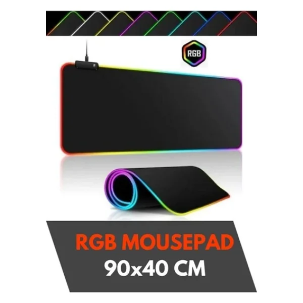 Sarftech 90x40 Rgb Mouse Pad Led Işıklı Speed Yüzey Su Geçirmez Gamepad Baskısız Siyah Renk Gaming Mousepad - Görsel 2
