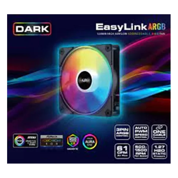 Dark EasyLink DKCF1200A Siyah 12 cm ARGB Kasa Fanı - Görsel 2