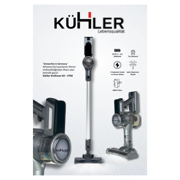 Kühler Kraftmax KH-V700 Şarjlı Dikey Süpürge - Görsel 3
