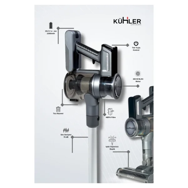Kühler Kraftmax KH-V700 Şarjlı Dikey Süpürge - Görsel 4