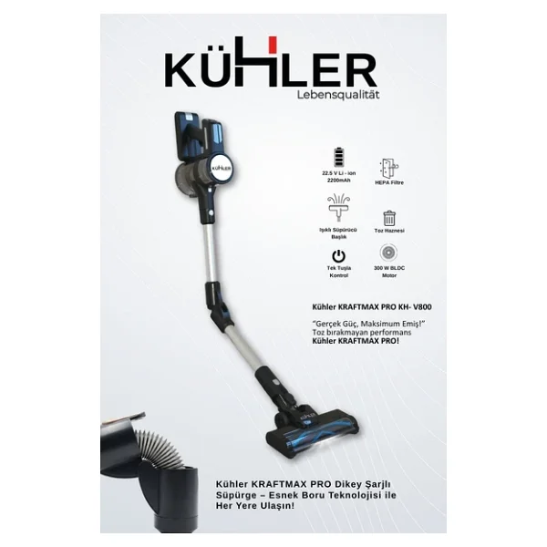 Kühler Kraftmax Pro KH-V800 Şarjlı Dikey Süpürge - Görsel 4
