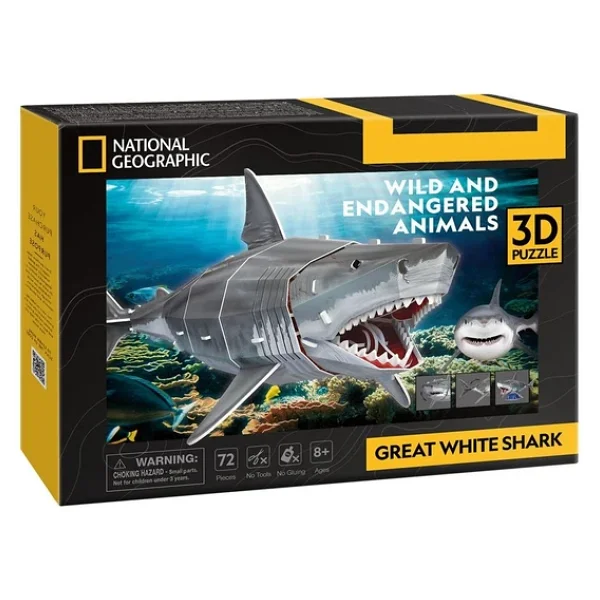 CubicFun National Geographic Büyük Beyaz Köpek Balığı DS1098H 72 Parça Puzzle - Görsel 6