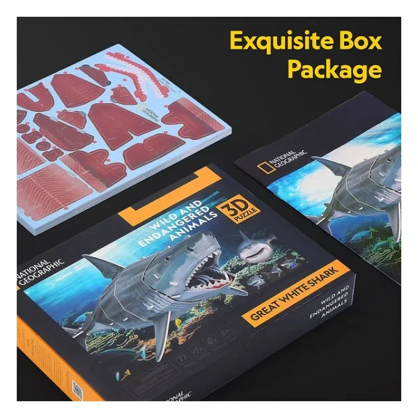 CubicFun National Geographic Büyük Beyaz Köpek Balığı DS1098H 72 Parça Puzzle - Görsel 5