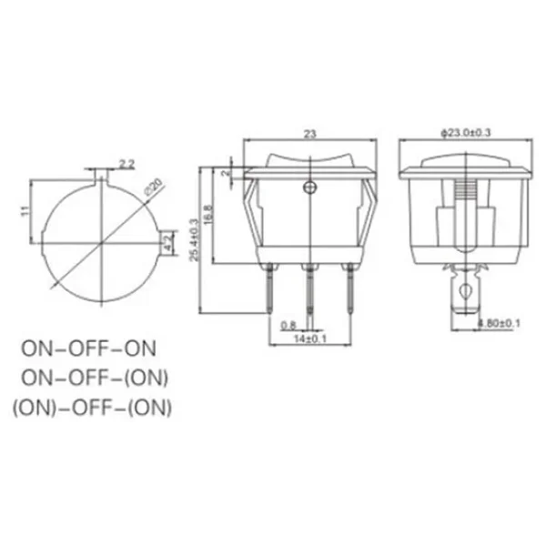 Yuvarlak Işıksız Anahtar ON-OFF-ON 3P IC-134 - Görsel 3