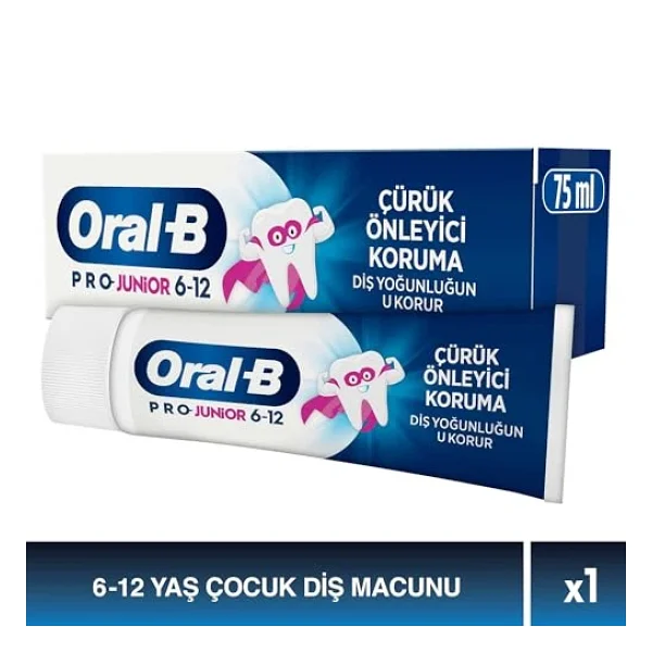 Oral-B Pro Junior Çürük Önleyici Koruma 6-12 Yaş 75 ml Florürlü Çocuk Diş Macunu - Görsel 3