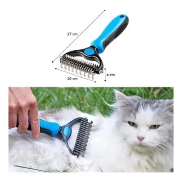 Buffer Plastik Saplı Metal Kedi Köpek Tüy Açıcı Tarak - Kıtık ve Topak Çözme - Görsel 6