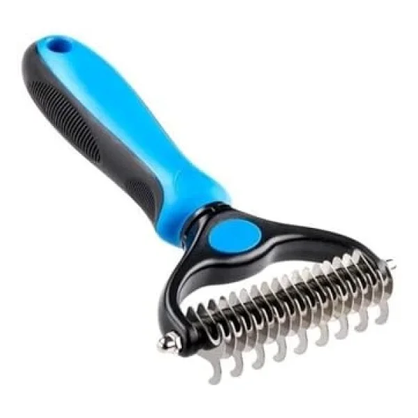 Buffer Plastik Saplı Metal Kedi Köpek Tüy Açıcı Tarak - Kıtık ve Topak Çözme - Görsel 3