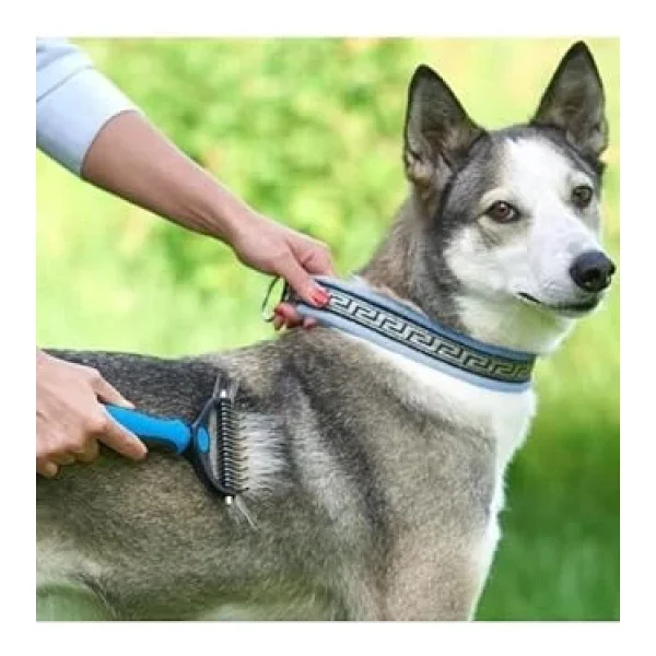 Buffer Plastik Saplı Metal Kedi Köpek Tüy Açıcı Tarak - Kıtık ve Topak Çözme - Görsel 5