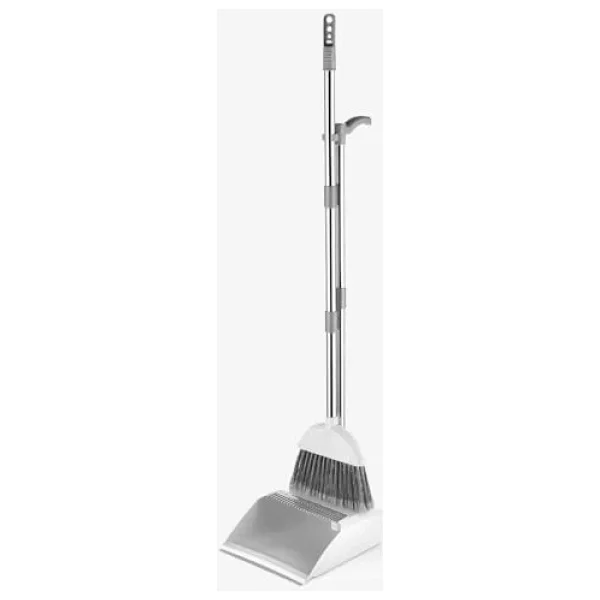 Deconox Corner Taraklı ve Saplı Faraş Süpürge Seti - Katlanabilir Dik Faraş Takımı - Paslanmaz Çelik Saplı Ergonomik Temizlik Seti (Beyaz - Antrasit) - Görsel 5