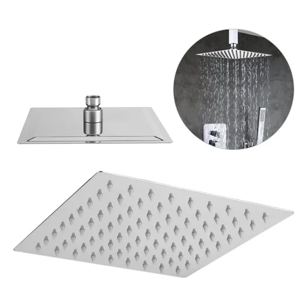 Orret Home 25x25 Cm 304 Paslanmaz Çelik Tepe Duşu - Geniş Kare Duş Başlığı, Sabit Tepe Duş Başlığı, Handshower Uyumlu, Modern ve Dayanıklı Duş Sistemi Parçası (Kare) - Görsel 6