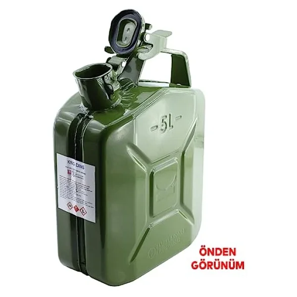 Badem10 Metal Benzin Bidonu 5 Litre Akaryakıt Mazot Taşıma Doldurma Depolama Bidonu Aktarma Borusu - Görsel 2