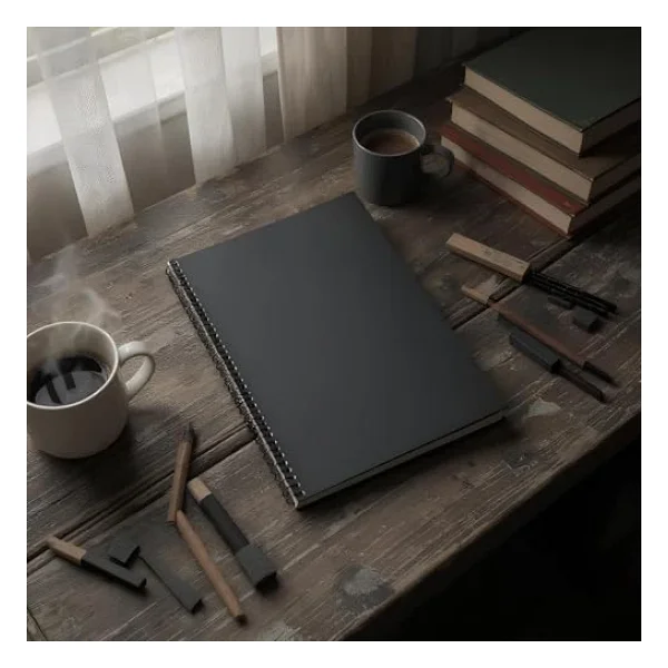 Fark Tanıtım Kareli Spiralli Not Defter, A4 Boyut (21x29,7 cm), 60 Yaprak, 90gr. Ivory Kağıt, Ofis İçin İdeal (Siyah Kapak) - Görsel 8