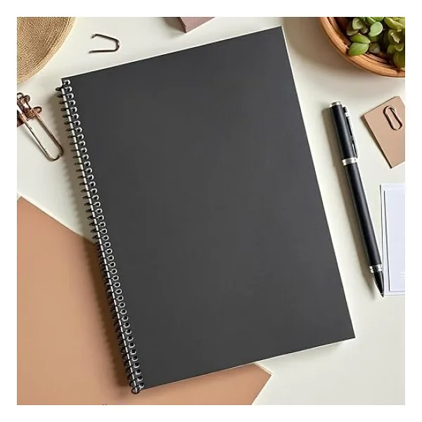 Fark Tanıtım Kareli Spiralli Not Defter, A4 Boyut (21x29,7 cm), 60 Yaprak, 90gr. Ivory Kağıt, Ofis İçin İdeal (Siyah Kapak) - Görsel 4