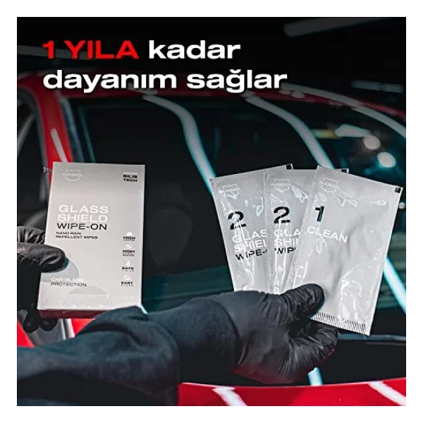 Nasiol Glasshield Wipe On Araç Nano Yağmur Kaydırıcı Ve Su İtici Mendil 1 Yıl Etkili Cam Bakımı, Cam Yüzey Yağmur Tutmaz Nano Kaplama, Far, - Görsel 3