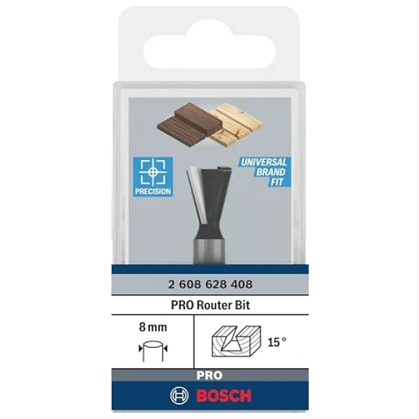 Bosch Professional Bosch Professional Aksesuar 2 608 628 408 Çinko Freze Ucu 8 Mm, D1 14,0 Mm, U 14,0 Mm, 15° - Görsel 2