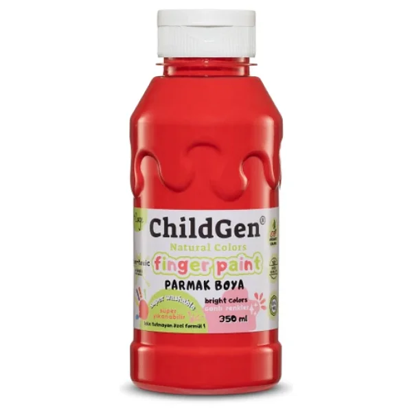 ChildGen Süper Yıkanabilir 350 ml Kırmızı Parmak Boya - Görsel 4