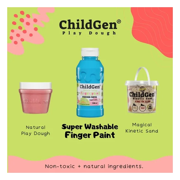 ChildGen Süper Yıkanabilir 350 ml Kırmızı Parmak Boya - Görsel 7