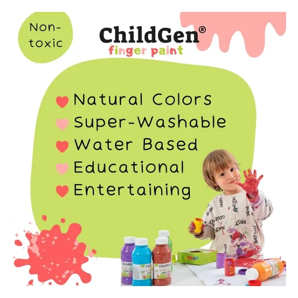 ChildGen Süper Yıkanabilir 350 ml Kırmızı Parmak Boya - Görsel 5