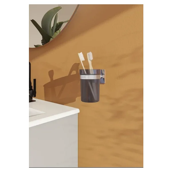 VitrA Root A44806 Diş Fırçalığı, Krom, Duvardan - Görsel 5