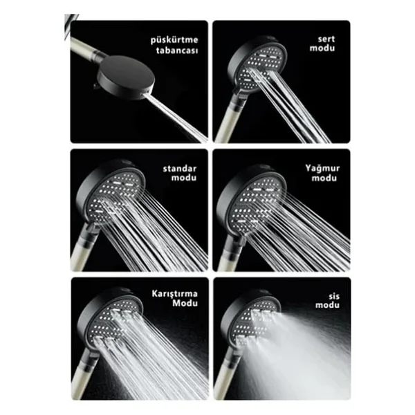 Mayaglory Multi 6 Fonksiyonlu Spa Etkili Filtreli Duş Başlığı Yüksek Basınçlı Su Tasarruflu Klor ve Kireç Önleyici El Duşu, Handshower (Çağdaş) - Görsel 4