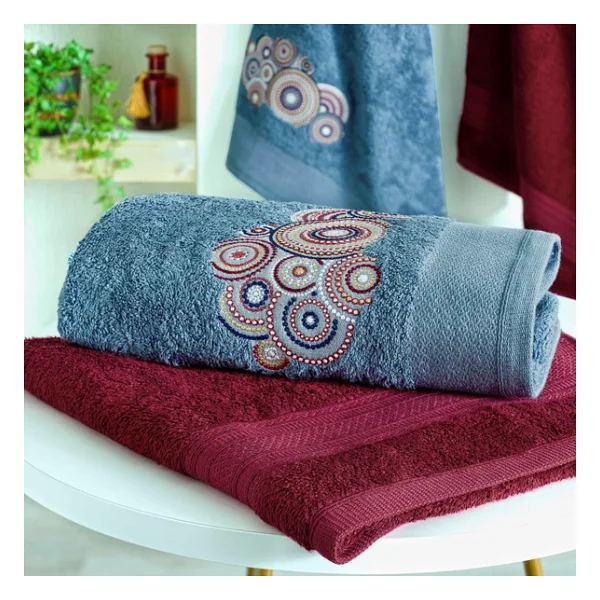 Taç Bambu South Hamam Seti Bordo 4'Lü Set - Görsel 2