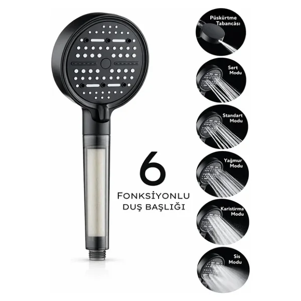 Mayaglory Multi 6 Fonksiyonlu Spa Etkili Filtreli Duş Başlığı Yüksek Basınçlı Su Tasarruflu Klor ve Kireç Önleyici El Duşu, Handshower (Çağdaş) - Görsel 3